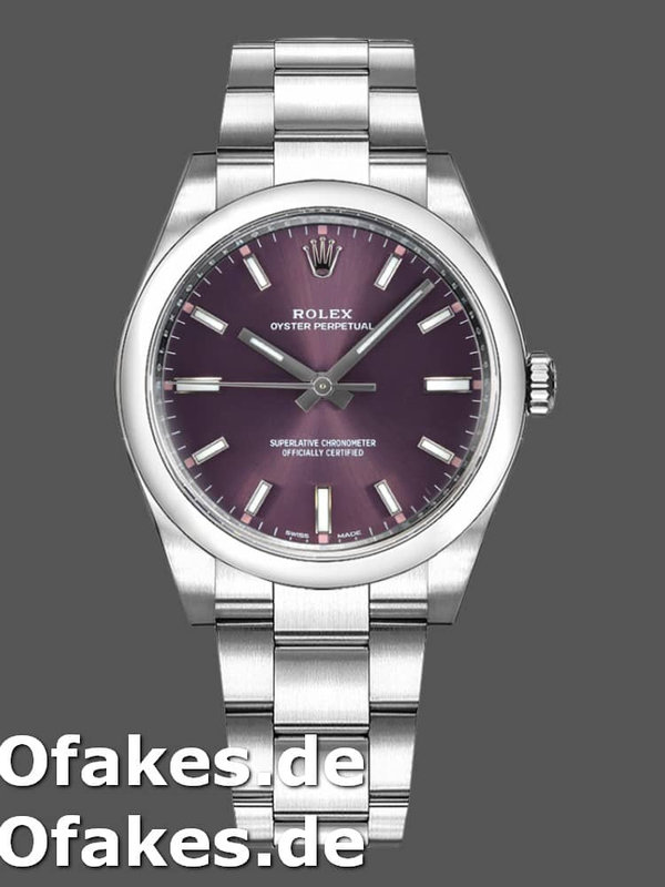 Rolex Oyster Perpetual Air-King 114200 Grape Red Index Dial 34mm Unisex Replica watch