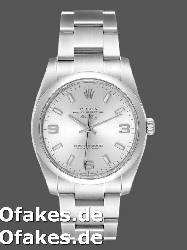 Rolex Oyster Perpetual Air-King 114200 Silver Arabic Dial 34mm Unisex Replica watch