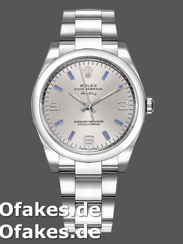 Rolex Oyster Perpetual Air-King 114200 Silbernes Zifferblatt 34mm Unisex Replica Uhr