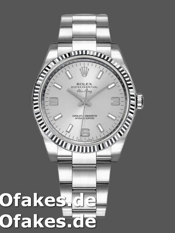 Rolex Oyster Perpetual Air-King 114234 Silbernes Zifferblatt 34mm Unisex Replica Watch