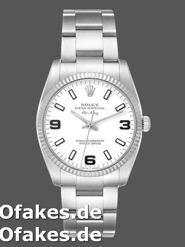 Rolex Oyster Perpetual Air-King 114234 White Arabic Dial 34mm Unisex Replica Watch