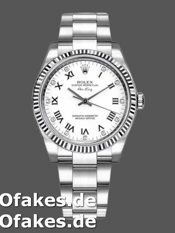 Rolex Oyster Perpetual Air-King 114234 White Diamond Dial 34mm Unisex Replica Watch