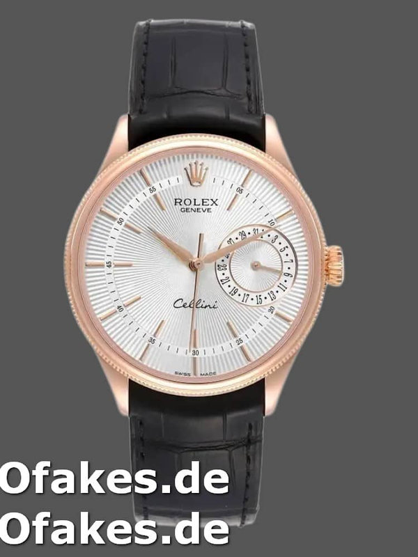 Rolex Cellini Date 50515 Rose Gold Silver Guilloche Index Dial 39mm Herren Replica Watch
