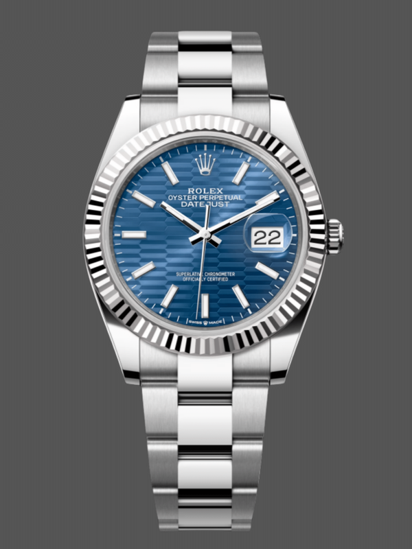 Rolex Datejust 126334 Fluted Bezel Blue Fluted-motif Dial 41MM Herren Replica Watch