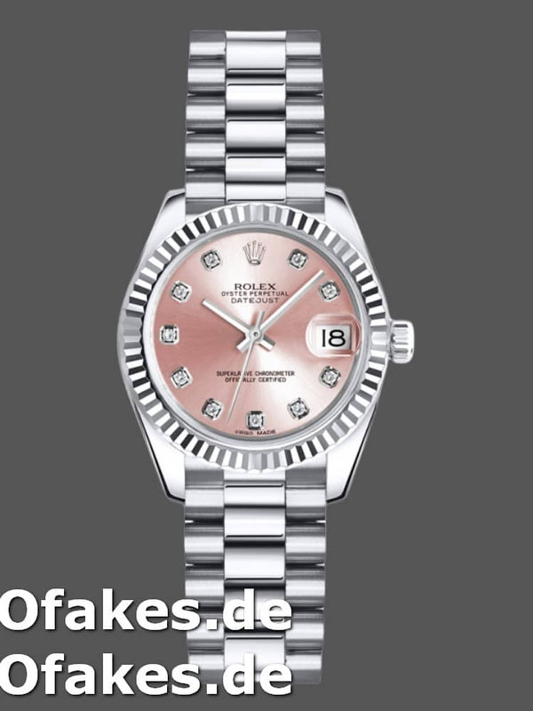Rolex Datejust 179179 Pink Diamond Dial Fluted Bezel 26MM Lady Replica Watch