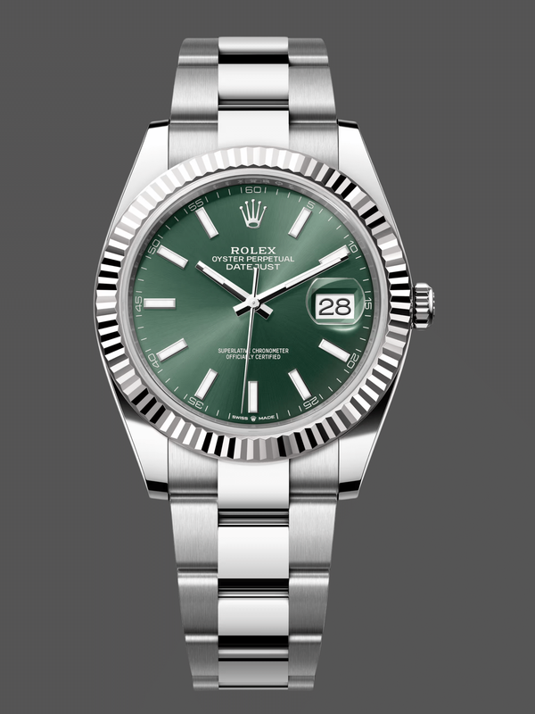 Rolex Datejust 41mm Fluted Bezel Grünes Zifferblatt m126334 0027 Mens Replica Watch