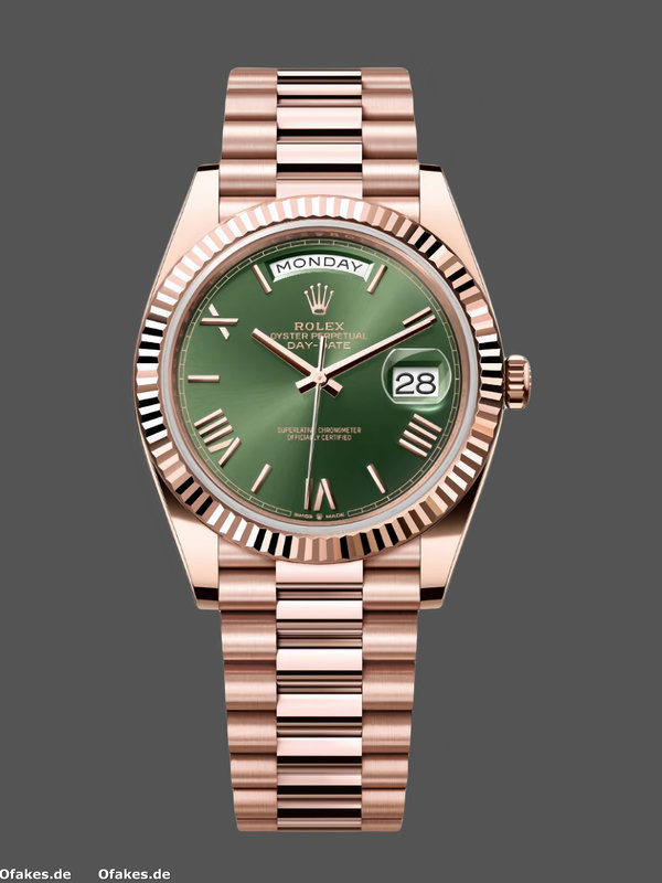 Rolex Day Date 40 18k Everose Gold Olive Grünes Zifferblatt m228235 0025 40mm