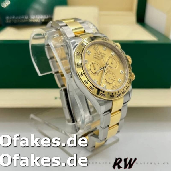 Replica Rolex Cosmograph Daytona 116503 Gelbgold Champagner Diamant Zifferblatt 40MM Herren Replica Uhren