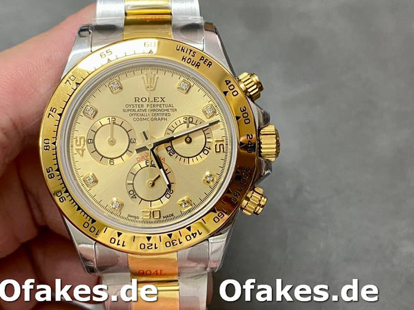 Replica Rolex Cosmograph Daytona 116503 Gelbgold Champagner Diamant Zifferblatt 40MM Herren Replica Uhren