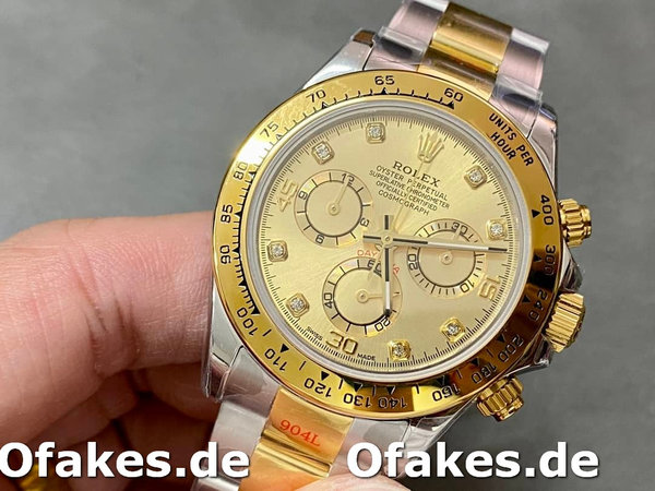 Replica Rolex Cosmograph Daytona 116503 Gelbgold Champagner Diamant Zifferblatt 40MM Herren Replica Uhren