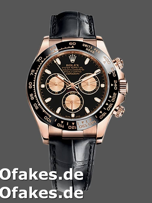 Rolex Cosmograph Daytona 116515 Leather strap Schwarzes Zifferblatt 40mm Mens Replica Watch