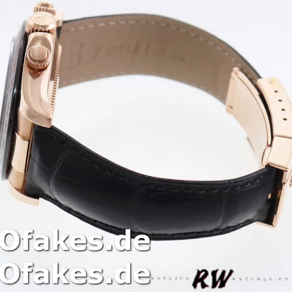Replica Rolex Cosmograph Daytona 116515 Lederarmband Schwarzes Zifferblatt 40mm Herren Replica Uhren
