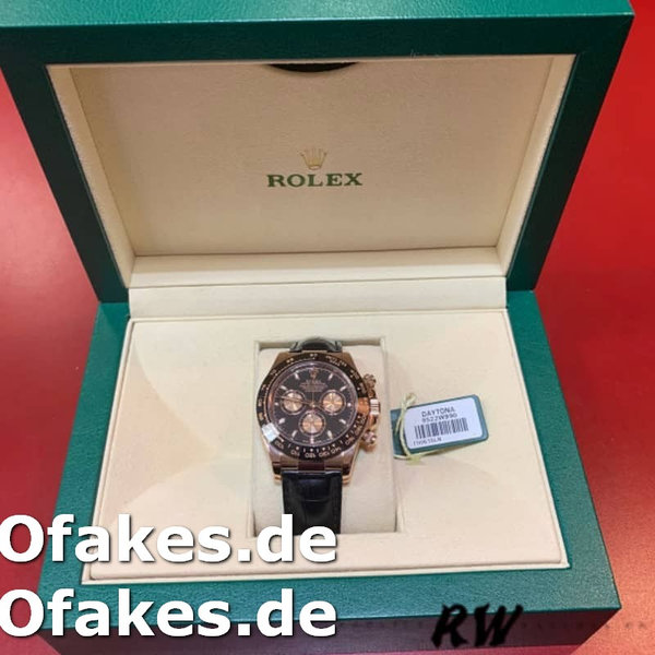 Replica Rolex Cosmograph Daytona 116515 Lederarmband Schwarzes Zifferblatt 40mm Herren Replica Uhren