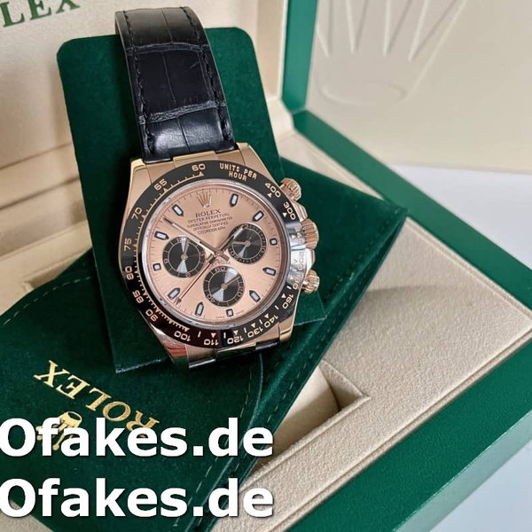 Replica Rolex Cosmograph Daytona 116515LN Lederarmband Schwarz Pinkes Zifferblatt 40mm Herren Replica Uhren