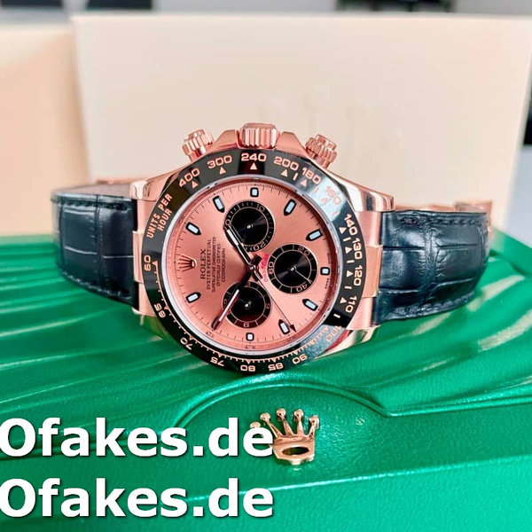 Replica Rolex Cosmograph Daytona 116515LN Lederarmband Schwarz Pinkes Zifferblatt 40mm Herren Replica Uhren