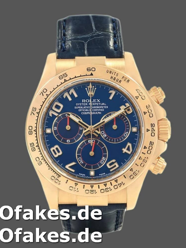 Rolex Cosmograph Daytona 116518 Leather strap Blaues Zifferblatt 40mm Mens Replica Watch