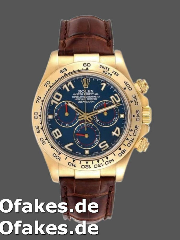 Rolex Cosmograph Daytona 116518 Yellow Gold Blaues Zifferblatt 40mm Mens Replica Watch