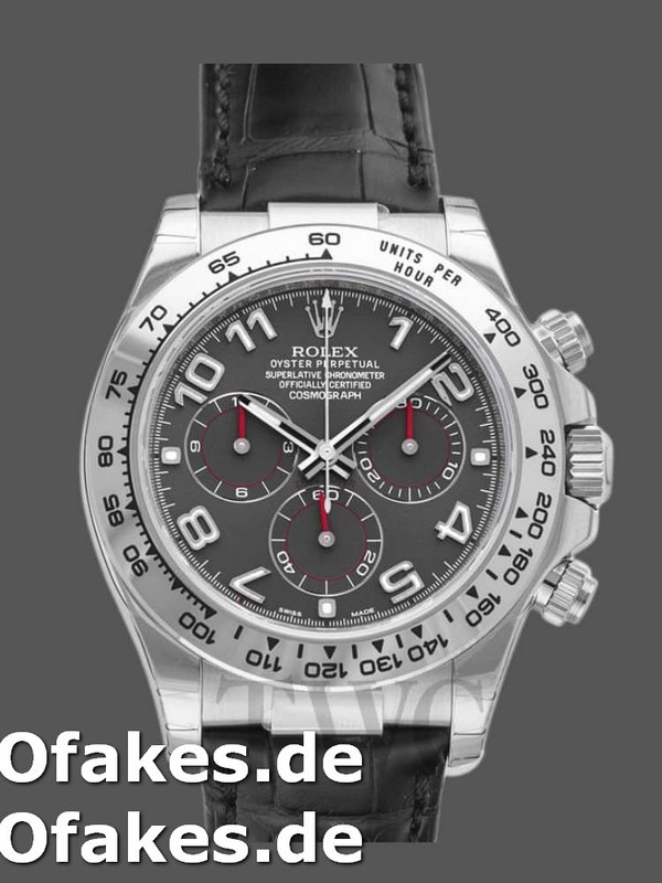 Rolex Cosmograph Daytona 116519 Gray dial Black Leather Strap 40mm Mens Replica Watch