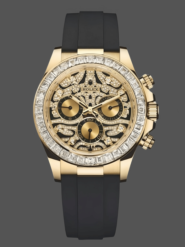 Rolex Cosmograph Daytona 116588 Yellow Gold Black Rubber Strap 40mm Mens Replica Watch