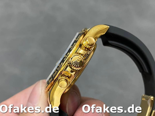 Replica Rolex Cosmograph Daytona 40 Gelbgold Schwarz Gummi m126518ln 0006