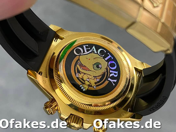 Replica Rolex Cosmograph Daytona 40 Gelbgold Schwarz Gummi m126518ln 0006