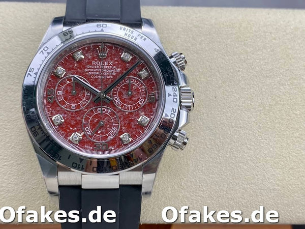 Rolex Cosmograph Daytona 40MM White Gold Rare Rubellite Dial 116509 Rubber Strap