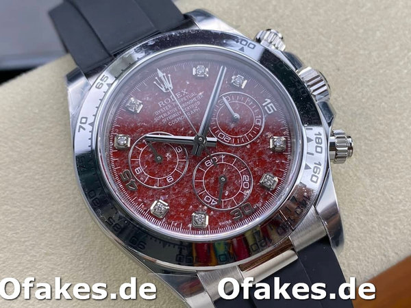 Rolex Cosmograph Daytona 40MM White Gold Rare Rubellite Dial 116509 Rubber Strap