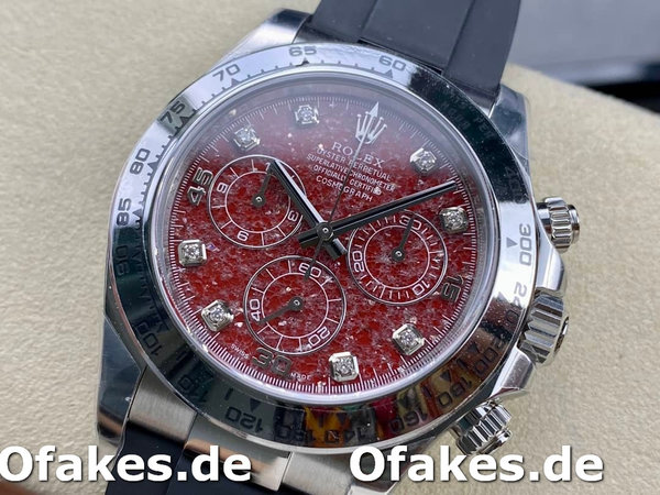 Rolex Cosmograph Daytona 40MM White Gold Rare Rubellite Dial 116509 Rubber Strap