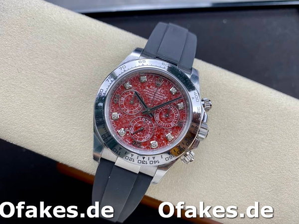 Rolex Cosmograph Daytona 40MM White Gold Rare Rubellite Dial 116509 Rubber Strap