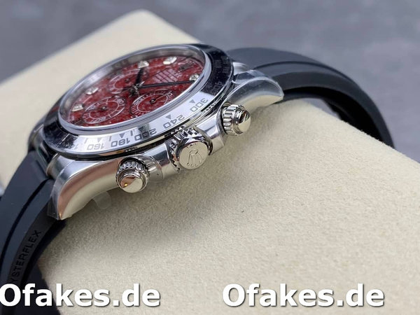 Rolex Cosmograph Daytona 40MM White Gold Rare Rubellite Dial 116509 Rubber Strap