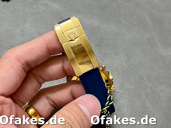 Replica Rolex Cosmograph Daytona Gelbgoldgehäuse Blaues Zifferblatt 116518 Herrenuhr
