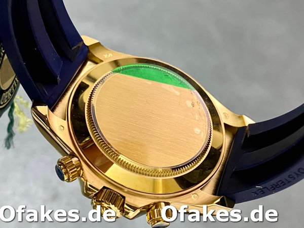 Replica Rolex Cosmograph Daytona Gelbgoldgehäuse Blaues Zifferblatt 116518 Herrenuhr