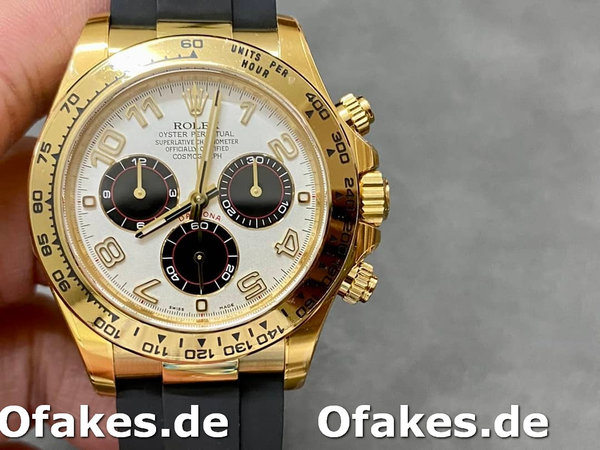 Replica Rolex Cosmograph Daytona Gelbgoldgehäuse Silbernes Zifferblatt 116518 Herrenuhr