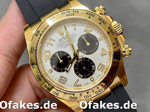 Replica Rolex Cosmograph Daytona Gelbgoldgehäuse Silbernes Zifferblatt 116518 Herrenuhr