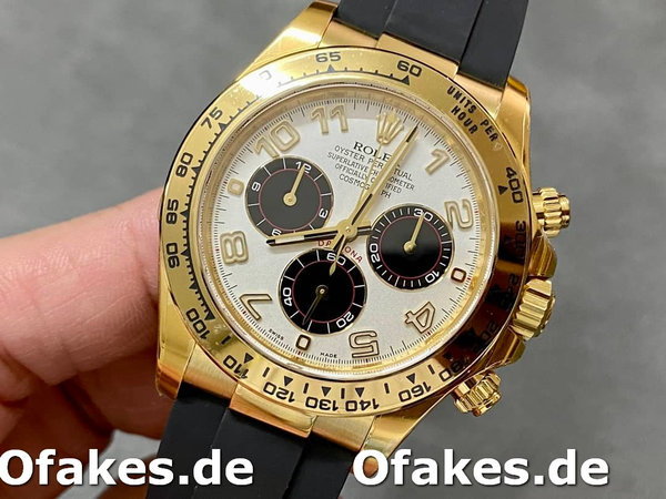 Replica Rolex Cosmograph Daytona Gelbgoldgehäuse Silbernes Zifferblatt 116518 Herrenuhr