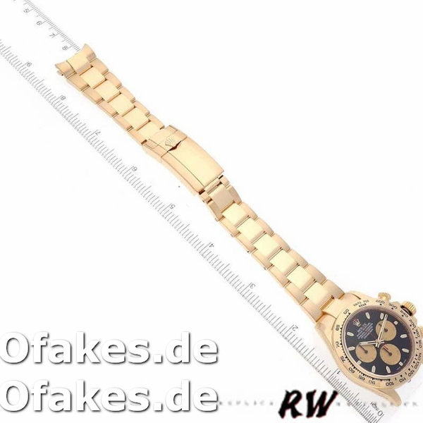 Replica Rolex Daytona 116508 Gelbgold Schwarzes Zifferblatt 40MM Herren Replica Uhren