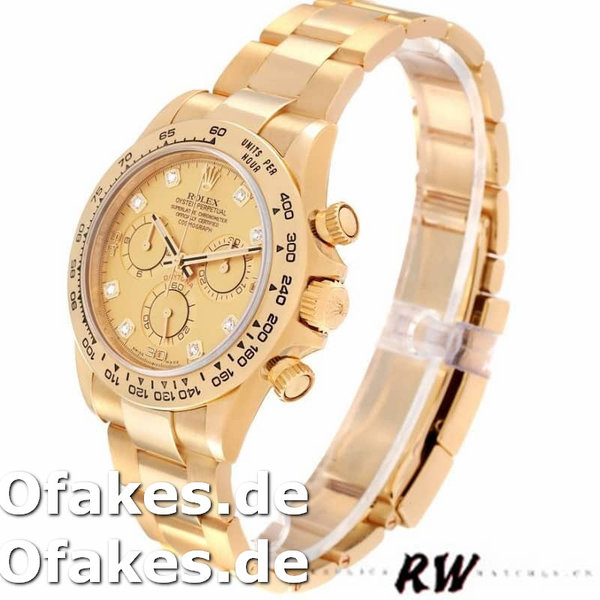 Replica Rolex Daytona 116508 Gelbgold Champagner Diamant Zifferblatt 40MM Herren Replica Uhren