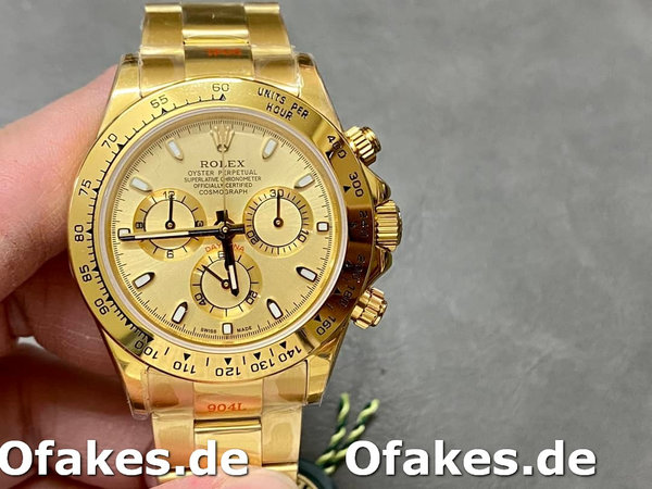 Super Clone Men's Rolex Daytona-116508, 40mm, Yellow Gold, Champagne Index Dial, Men’s Champagne
