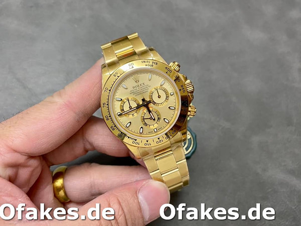 Super Clone Men's Rolex Daytona-116508, 40mm, Yellow Gold, Champagne Index Dial, Men’s Champagne