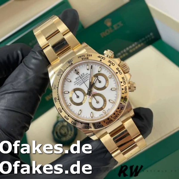 Replica Rolex Daytona 116508 Gelbgold Weißes Index-Zifferblatt 40MM Herren Replica Uhren