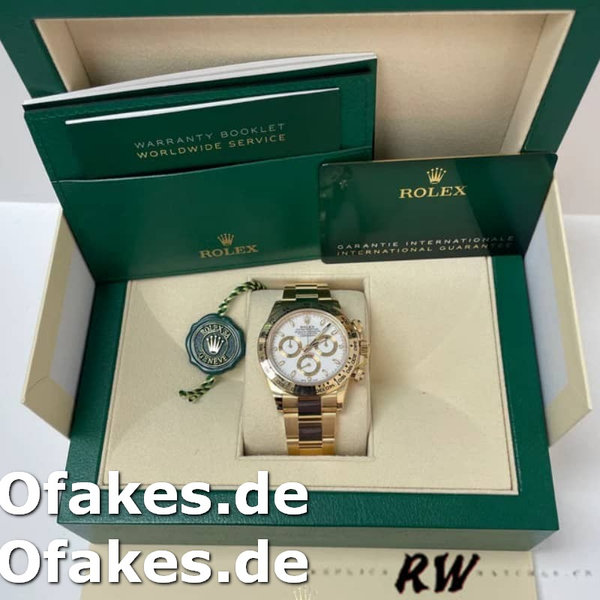 Replica Rolex Daytona 116508 Gelbgold Weißes Index-Zifferblatt 40MM Herren Replica Uhren