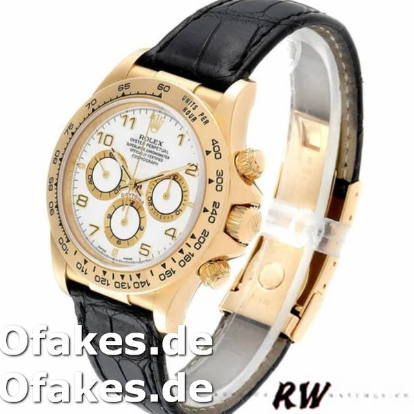 Rolex Daytona 116518 Black Leather Strap White Dial 40mm Mens Replica Watch