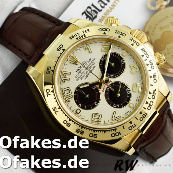 Replica Rolex Daytona 116518 Ivory Dial Brown Leather Strap 40mm Herren Replica Uhren