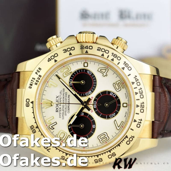 Replica Rolex Daytona 116518 Ivory Dial Brown Leather Strap 40mm Herren Replica Uhren