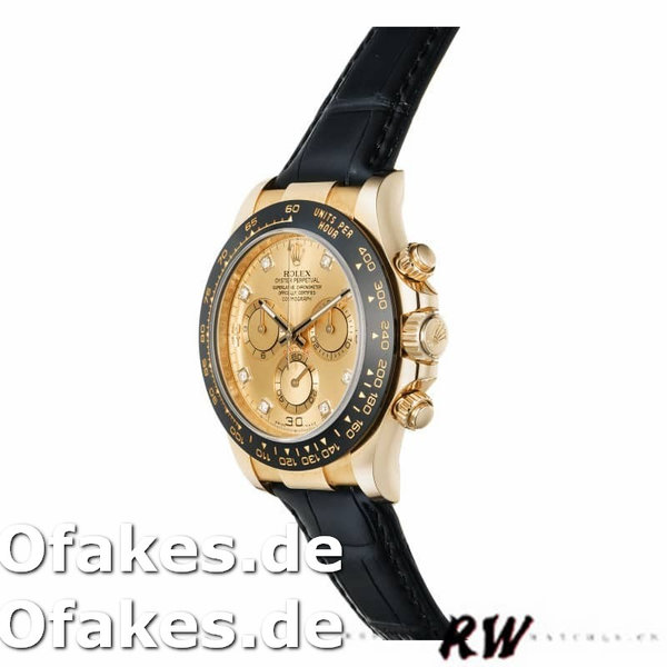 Replica Rolex Daytona 116518 Lederarmband Diamant Champagner Zifferblatt 40mm Herren Replica Uhren
