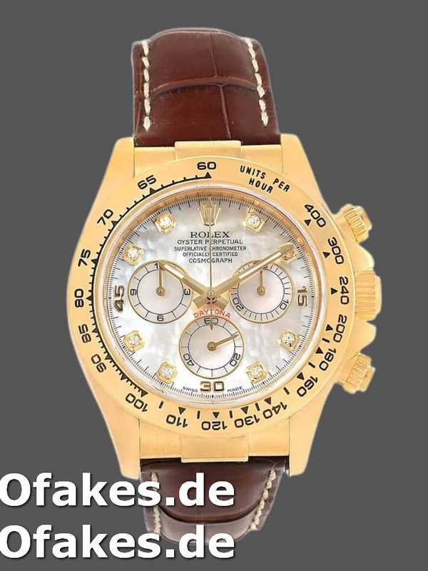 Rolex Daytona 116518 MOP Diamond Dial Brown Leather strap 40mm Mens Replica Watch