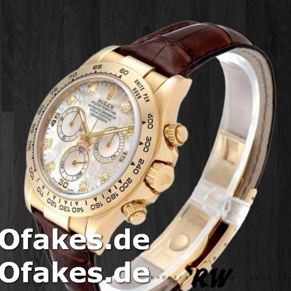 Rolex Daytona 116518 MOP Diamond Dial Brown Leather strap 40mm Mens Replica Watch