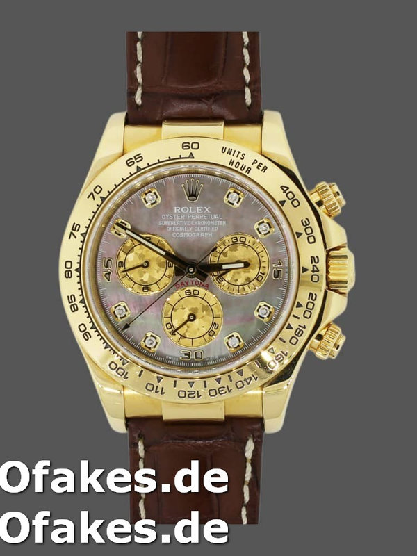 Rolex Daytona 116518 Yellow Gold Dark MOP Diamonds Dial 40mm Herren Replica Watch