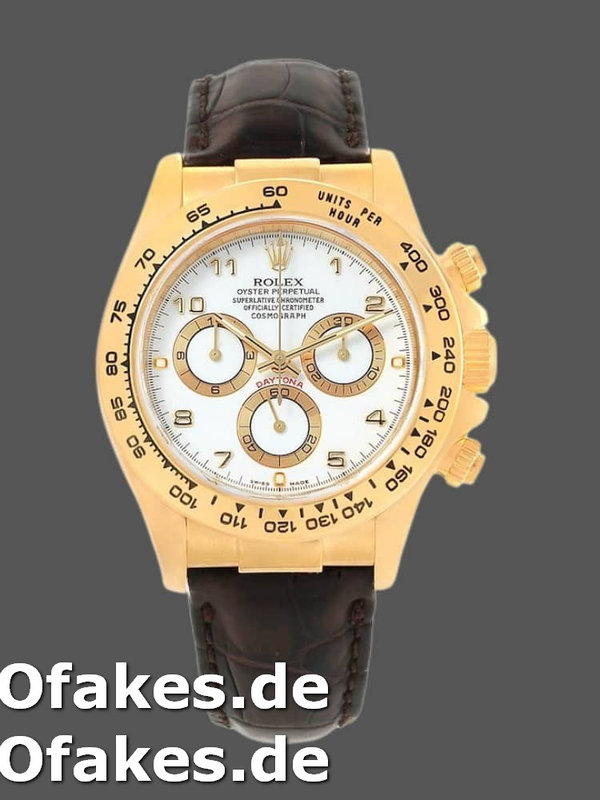 Rolex Daytona 116518 Yellow Gold White Dial 40mm Mens Replica Watch