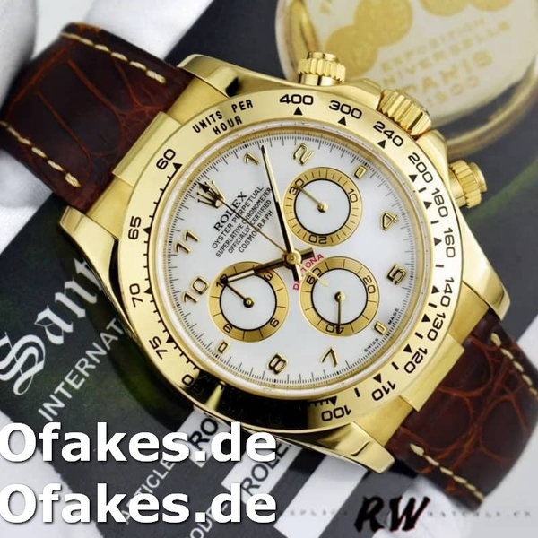 Rolex Daytona 116518 Yellow Gold White Dial 40mm Mens Replica Watch